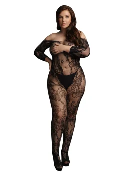 Le Désir - Curvy Catsuit met lange mouwen zwart