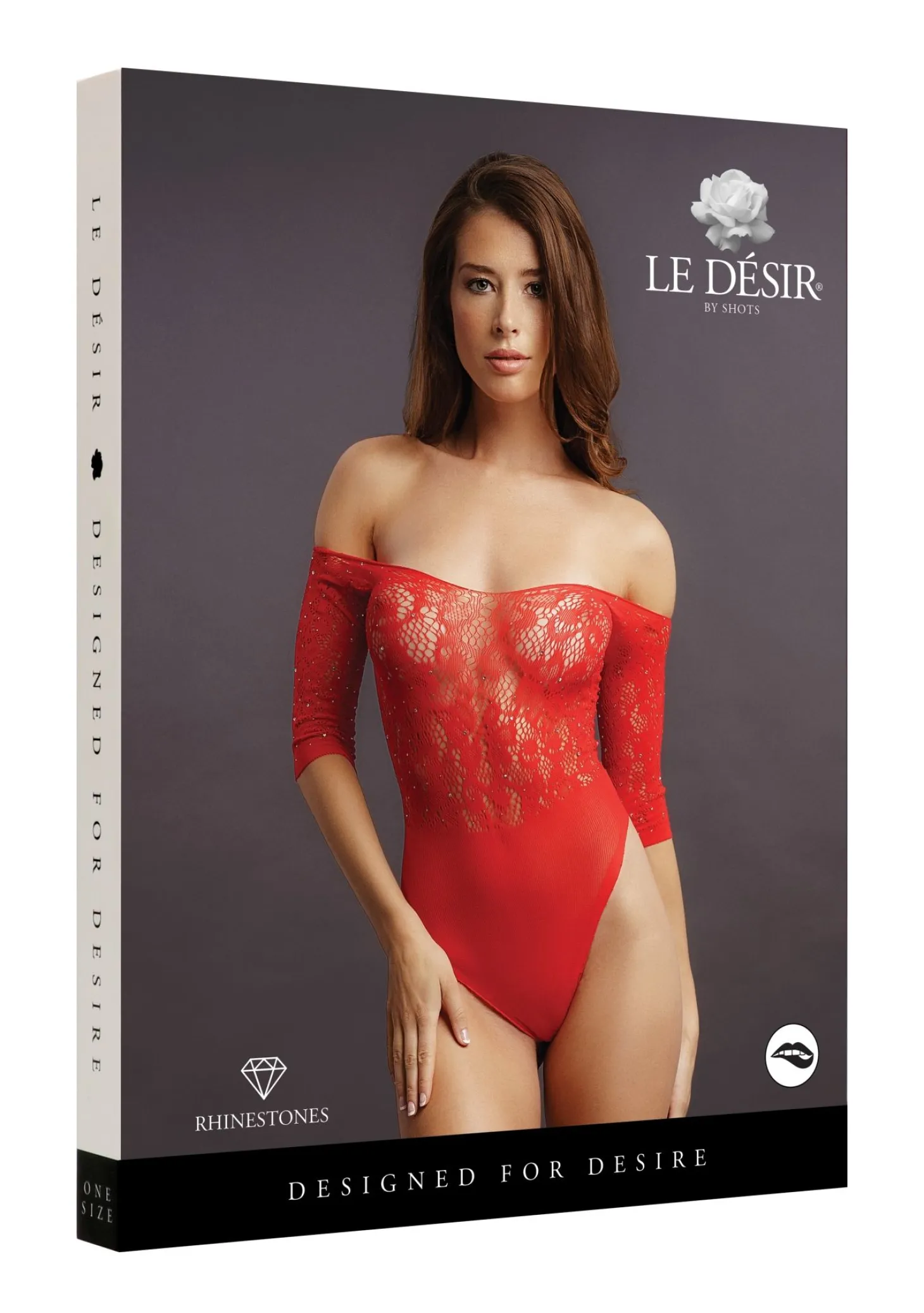 Le Désir - Kruisloze Rhinestone Teddy - Rood