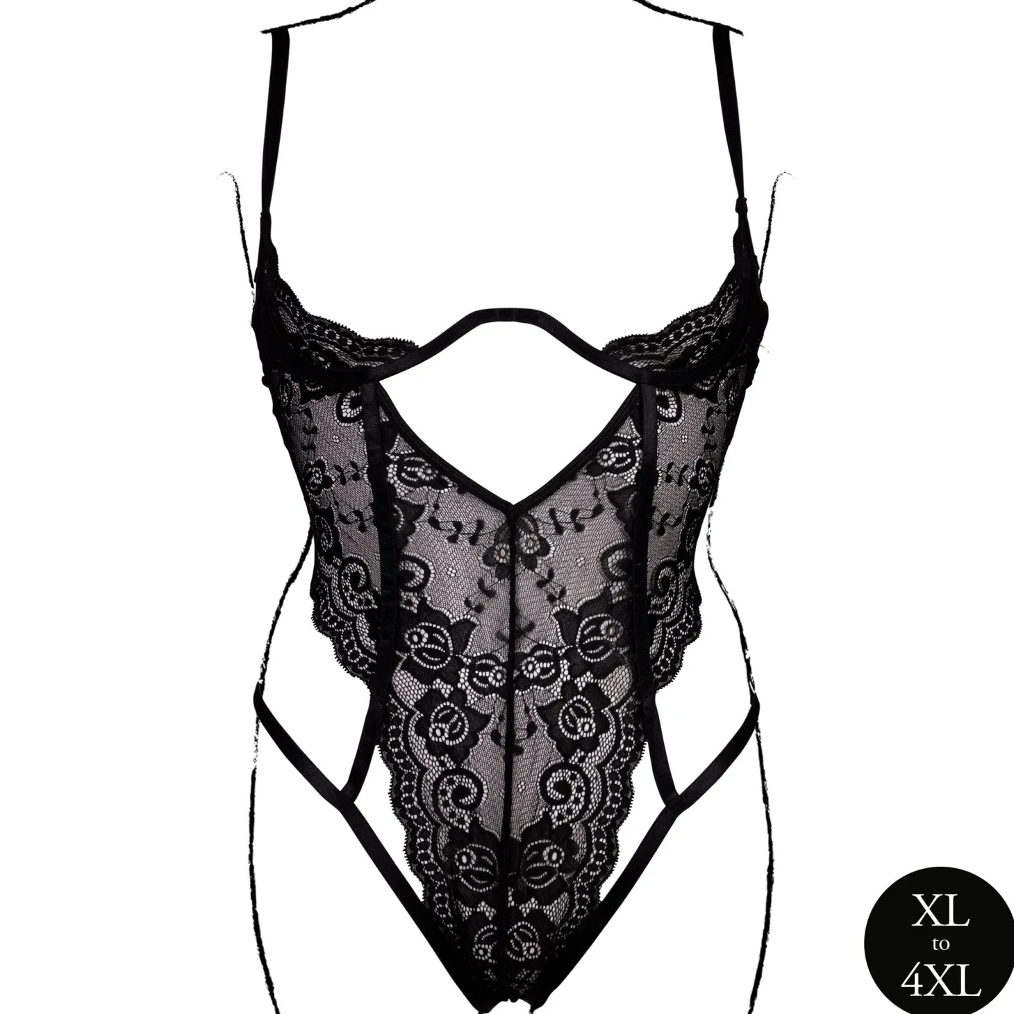 Le Désir – Open Cup Bodysuit met Beugel - Zwart