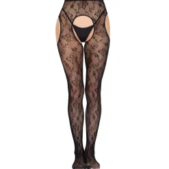 Leg Avenue - Bloom Net Suspender Tights - Zwart