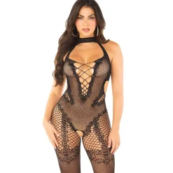 Leg Avenue - Hart Bodystocking Open Kruis - Zwart