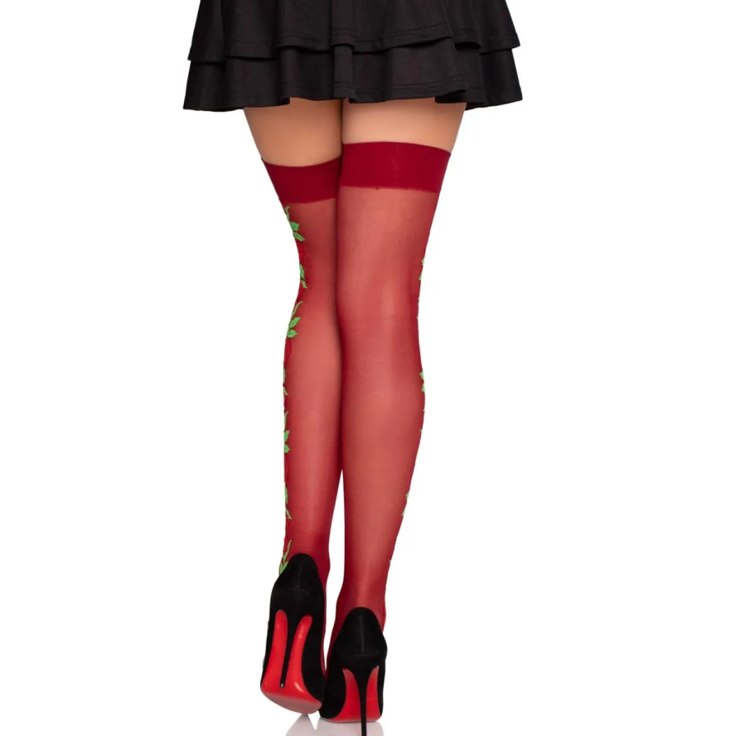 Leg Avenue - Thigh Highs with Roses - Rood