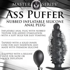 Master Series - Geribbelde Opblaasbare Anaalplug - Zwart
