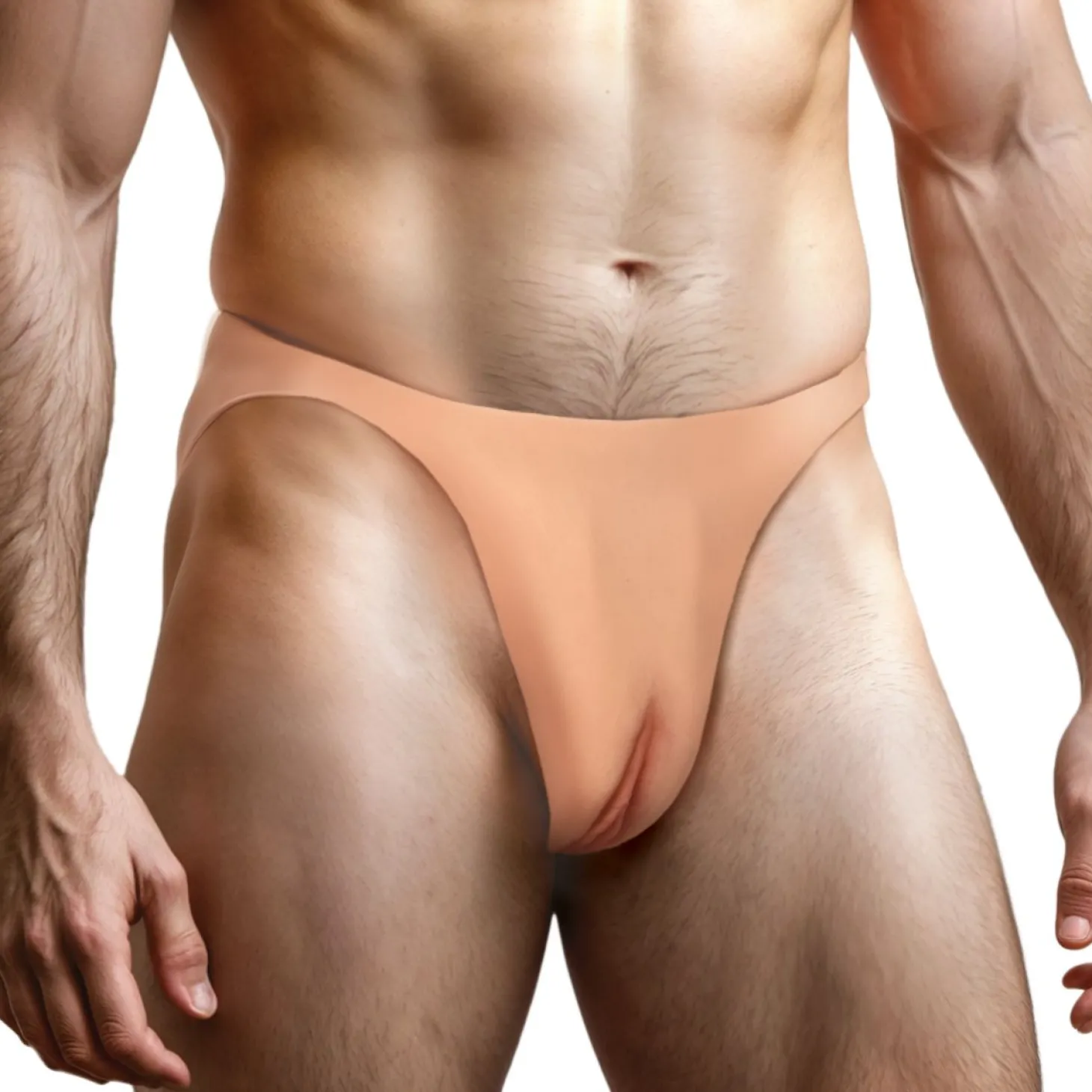 Master Series - Pussy Strap Vagina Jockstrap - Beige