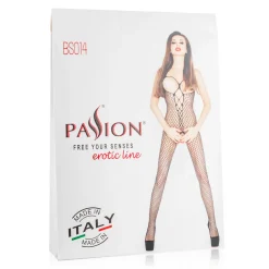 Netstof bodystocking met open cups en kruis - Rood