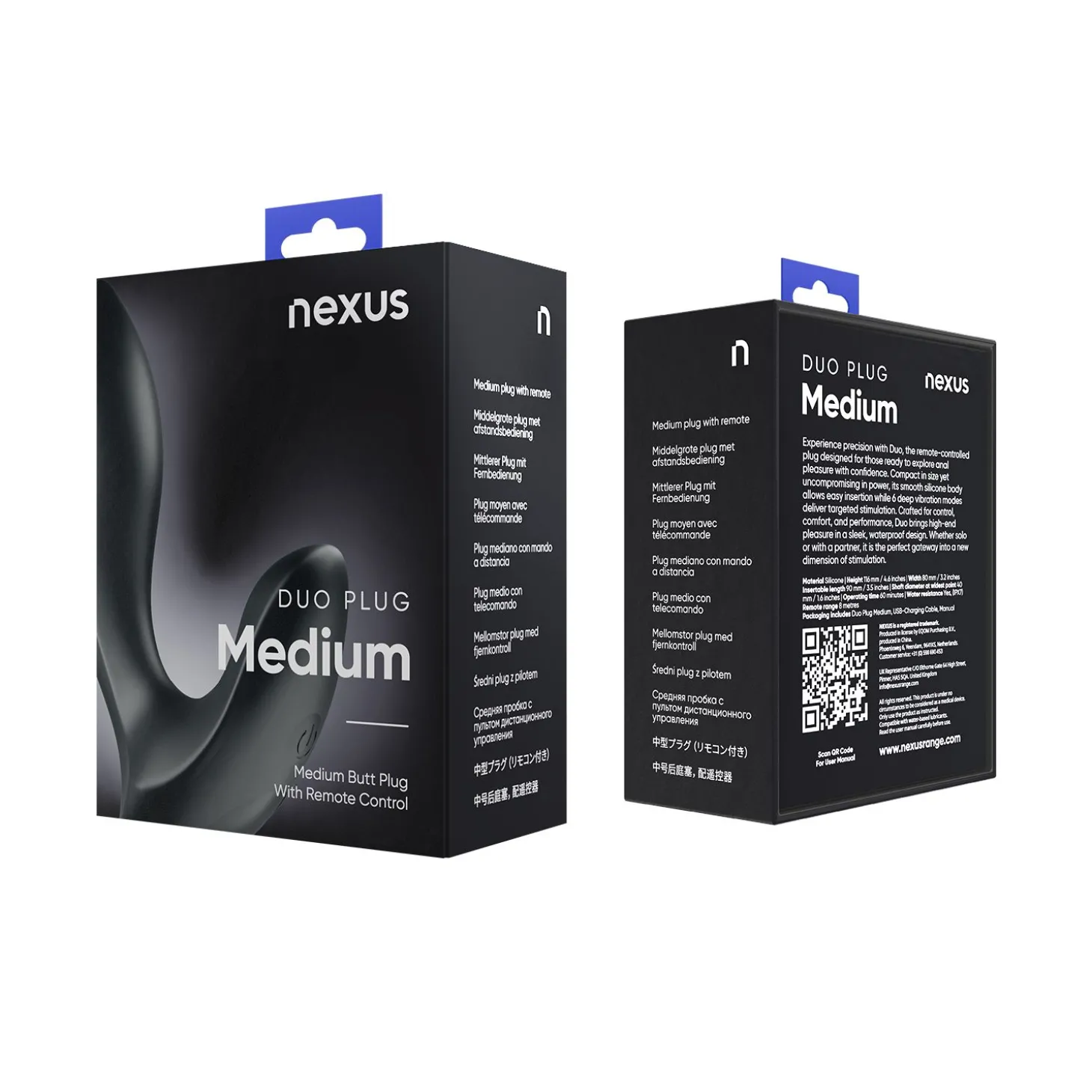 Nexus - Duo Remote Control Beginner Butt Plug Medium - Zwart