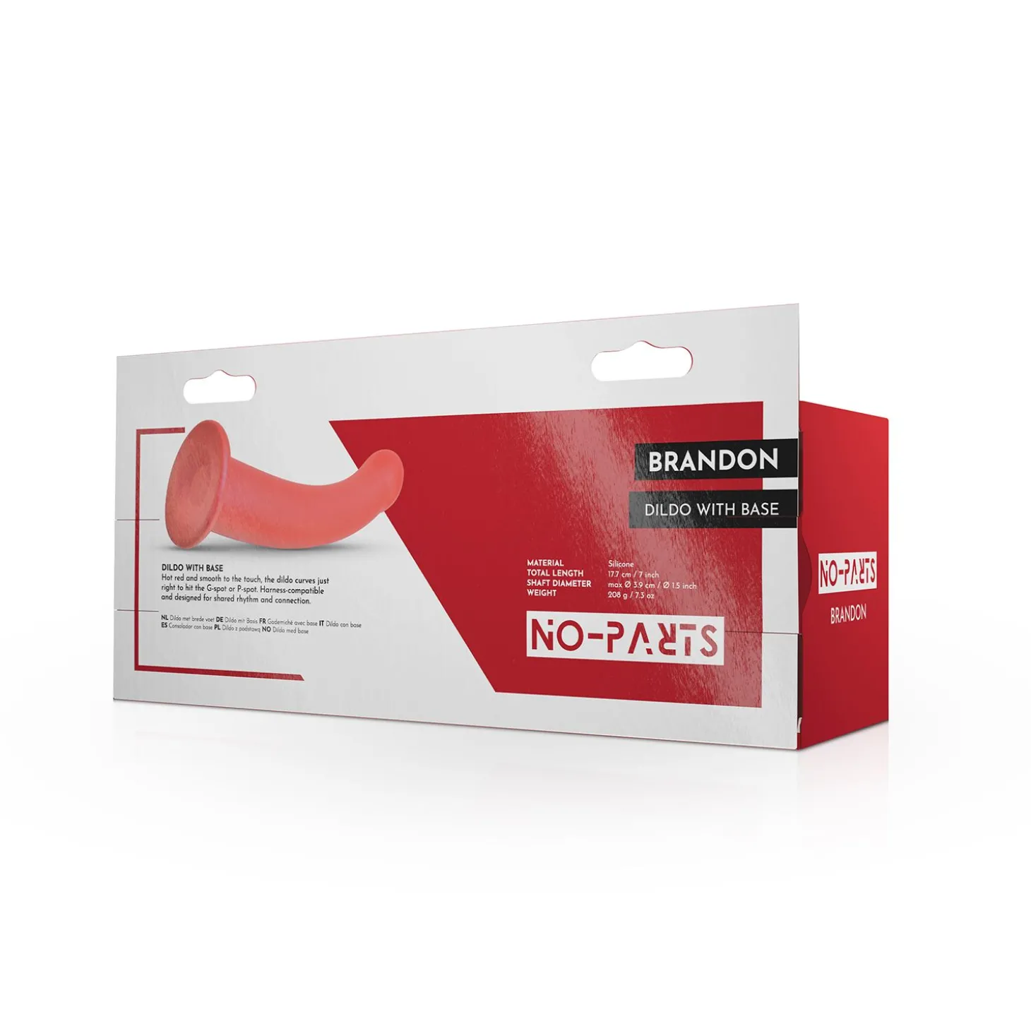 No-Parts - Brandon Dildo met Basis - Rood
