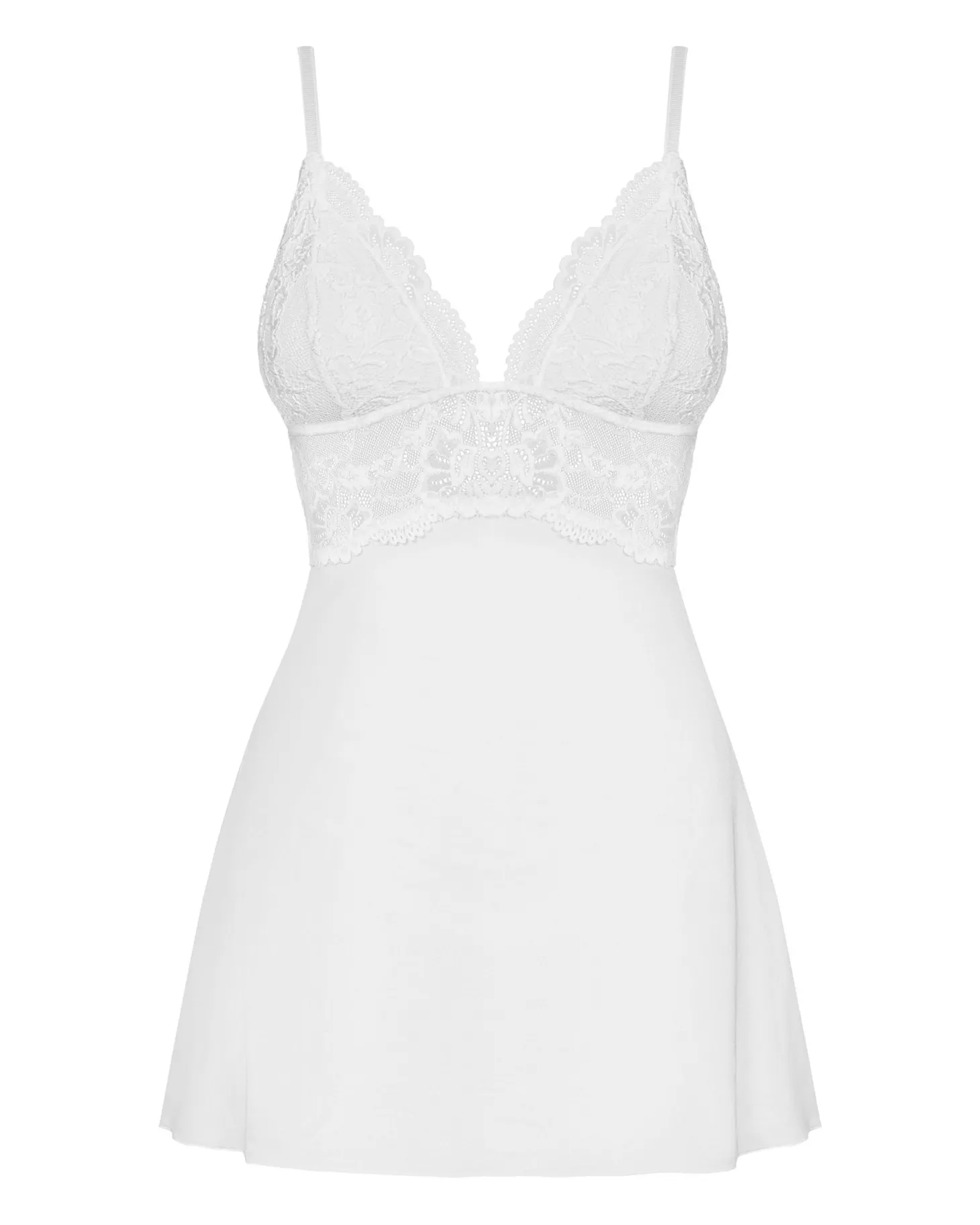 Obsessive - Babydoll Setje Met Kant - Wit