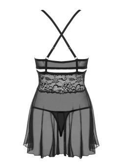 Obsessive - Babydoll Setje - Zwart