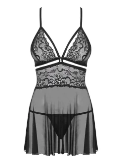 Obsessive - Babydoll Setje - Zwart