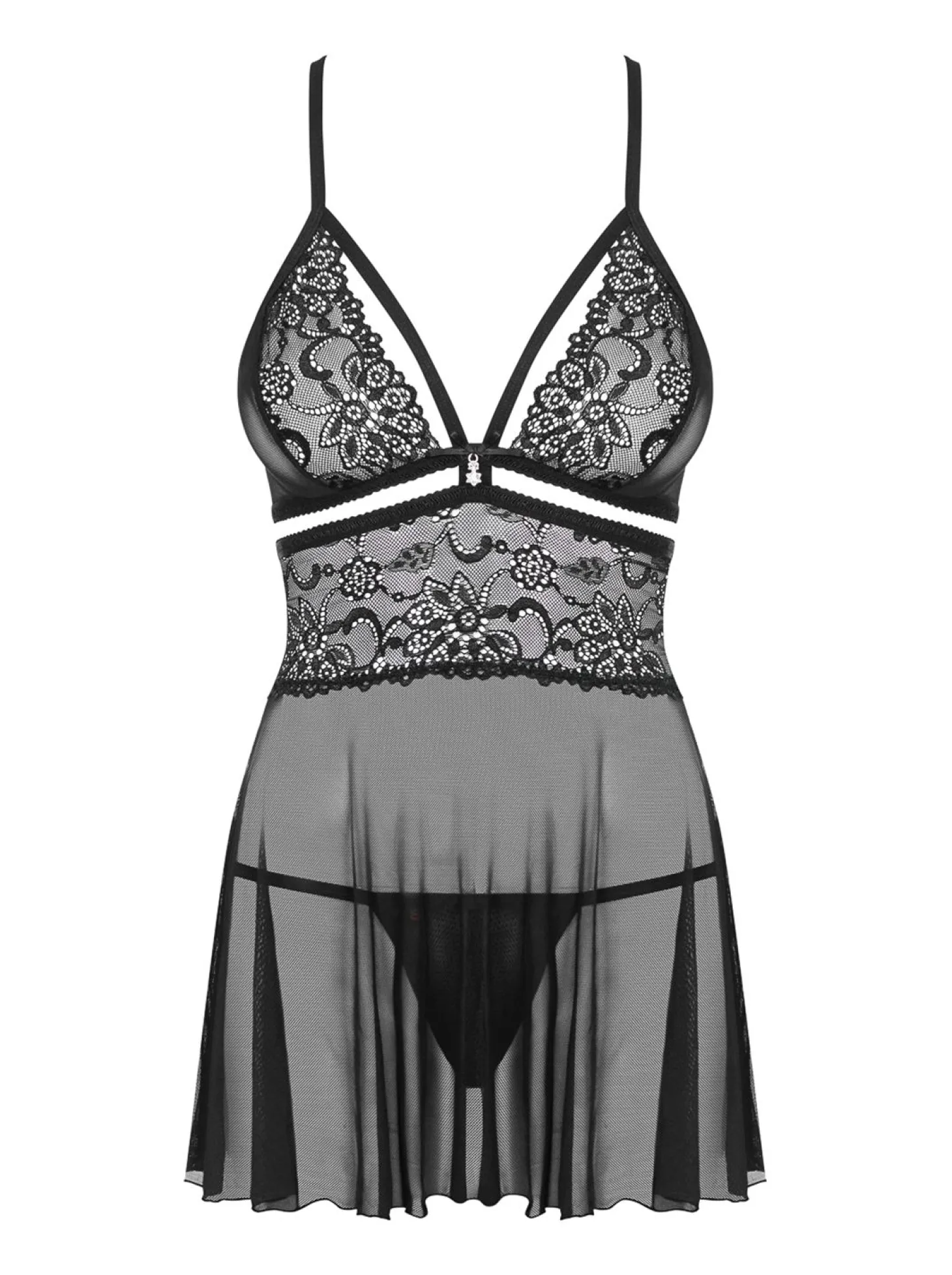 Obsessive - Babydoll Setje - Zwart