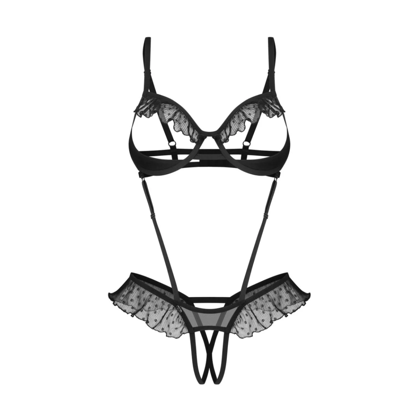 Obsessive - Carrola Crotchless Teddy - Zwart