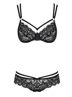 Obsessive - 2-Delige Kanten BH Set - Zwart