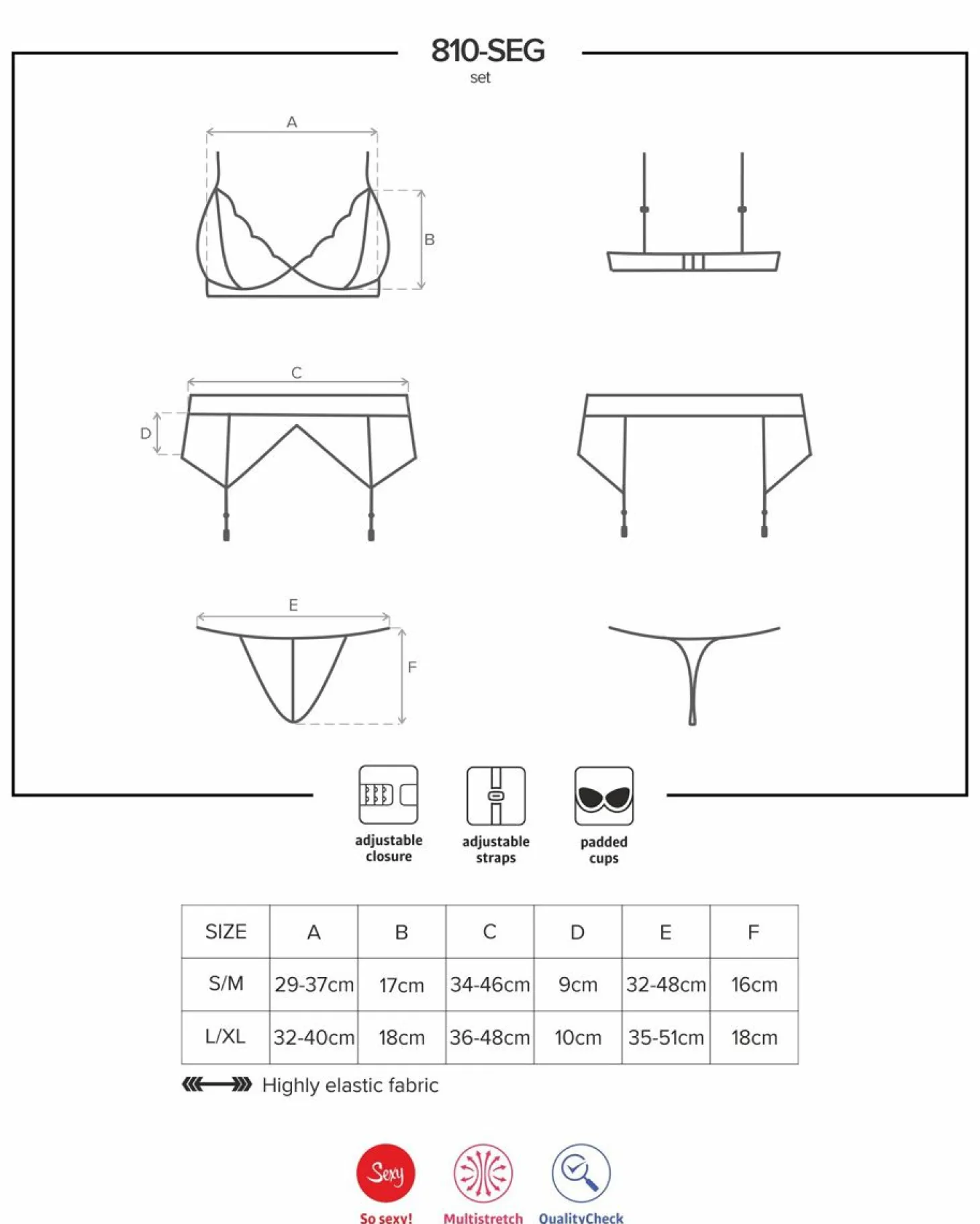 Obsessive - Driedelig Kanten Lingeriesetje