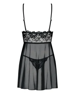 Obsessive - Idillia Babydoll en String - Zwart