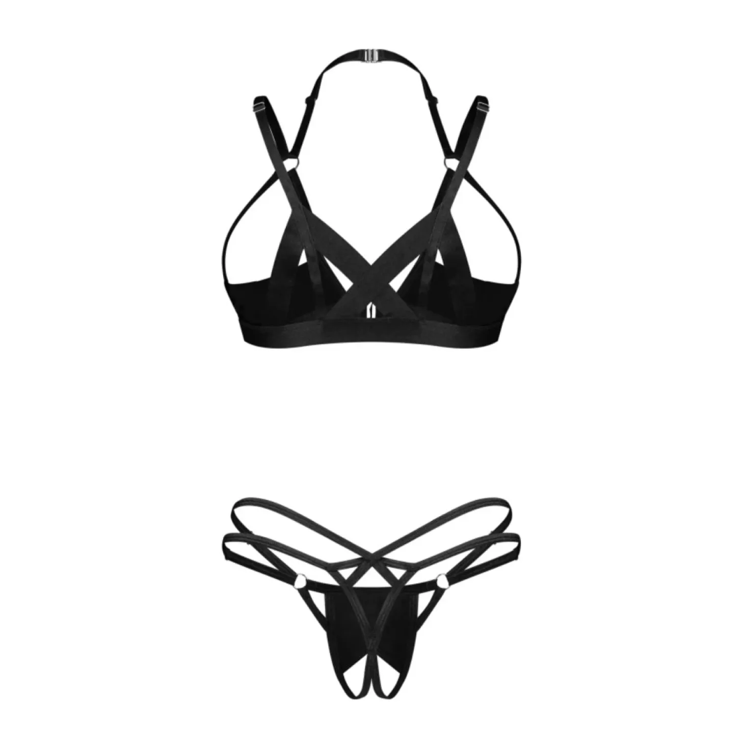 Obsessive – Keira Lise 2-Delige Open Set – Zwart