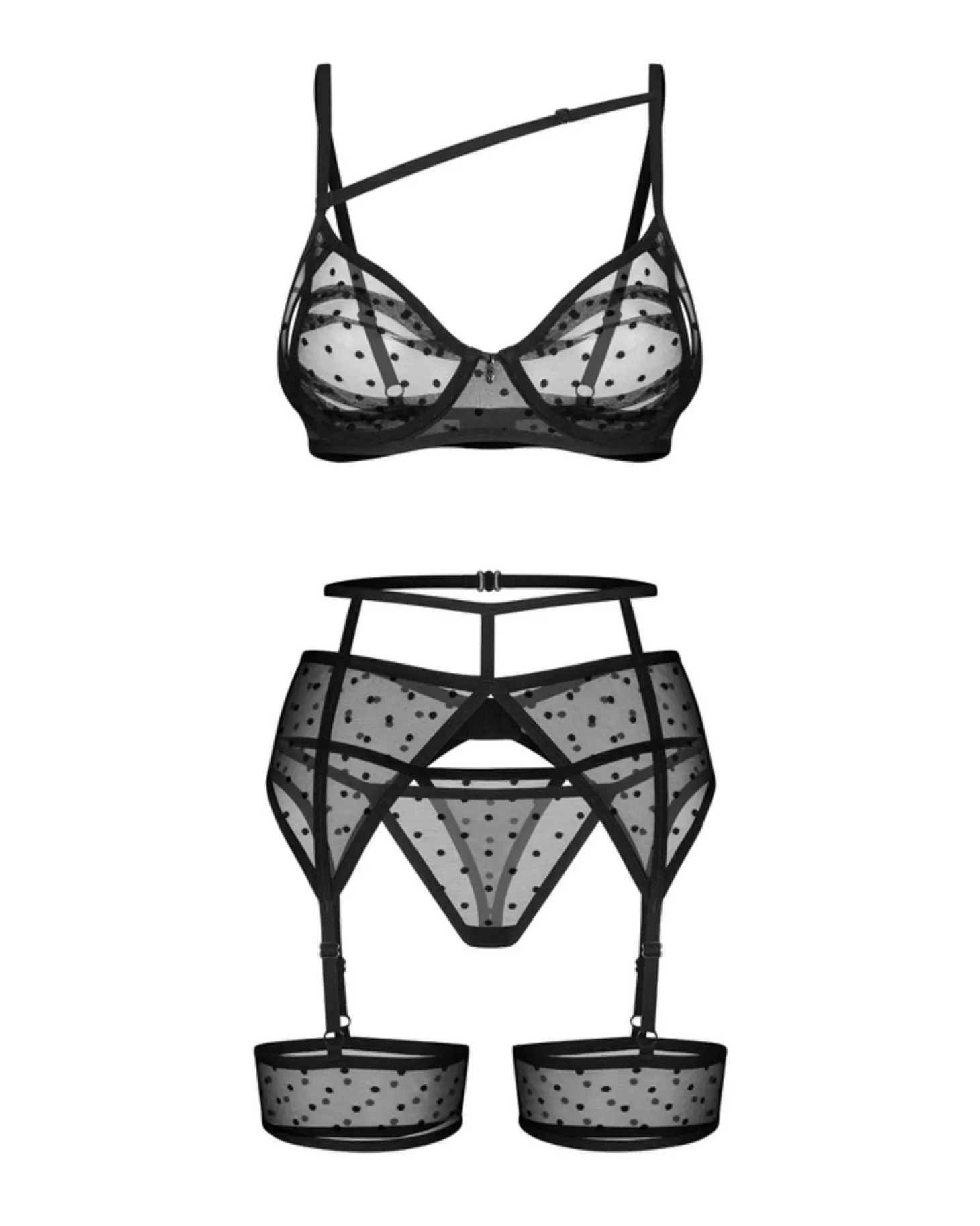 Obsessive - Nuites Driedelige Set - Zwart