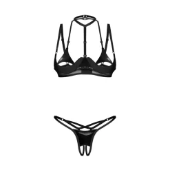 Obsessive - Rolleya 2-pcs crotchless set - Zwart