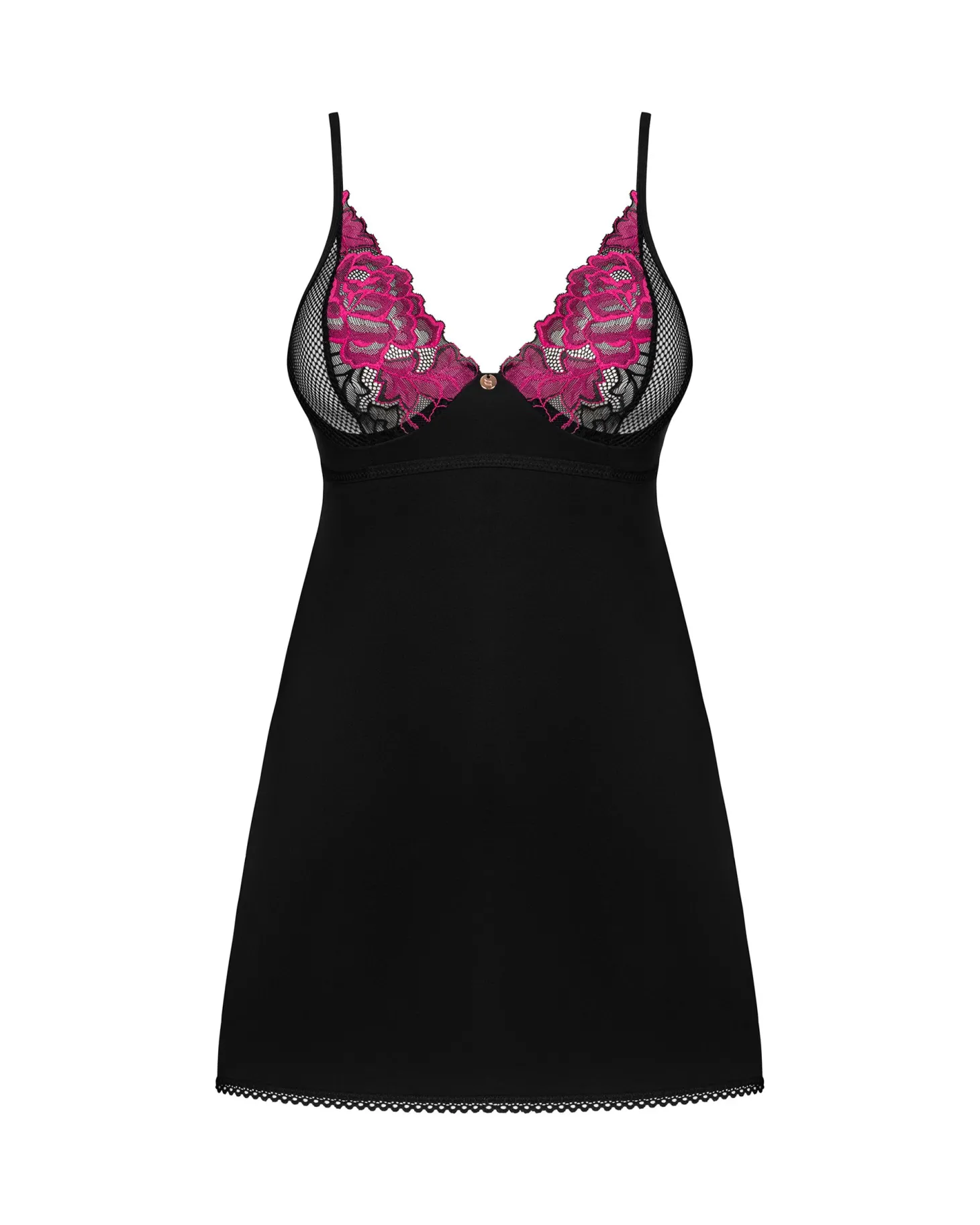 Obsessive - Rosenty Babydoll & String - Zwart/Paars