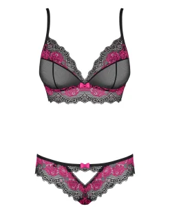 Obsessive - Tulia 2-Delige BH Set - Zwart/Roze