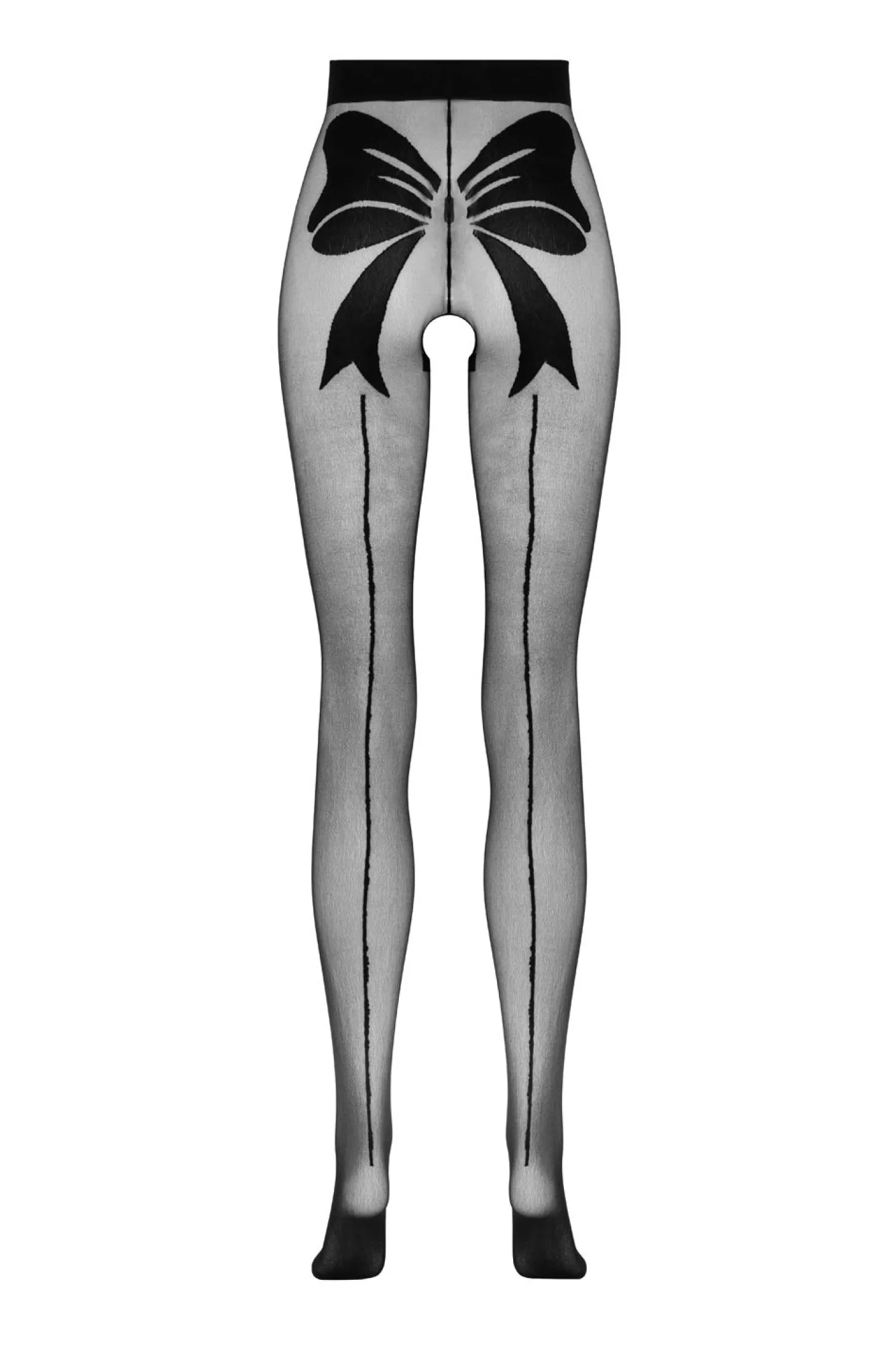 Openkruis panty met strikdesign