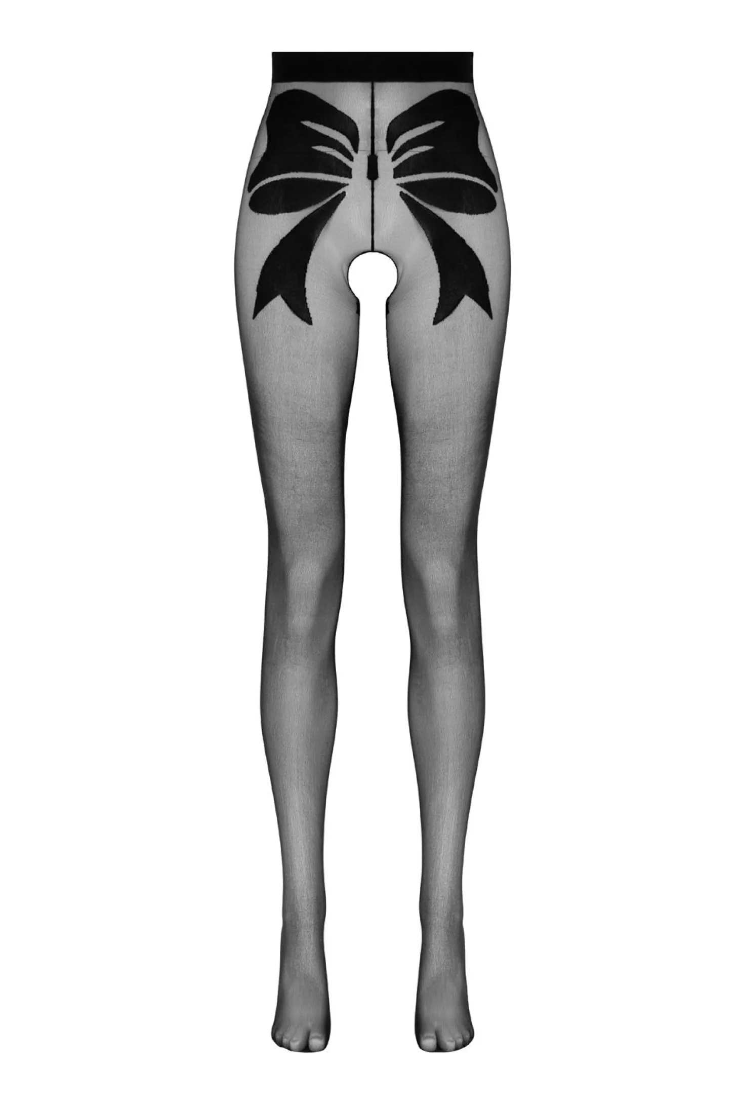 Openkruis panty met strikdesign