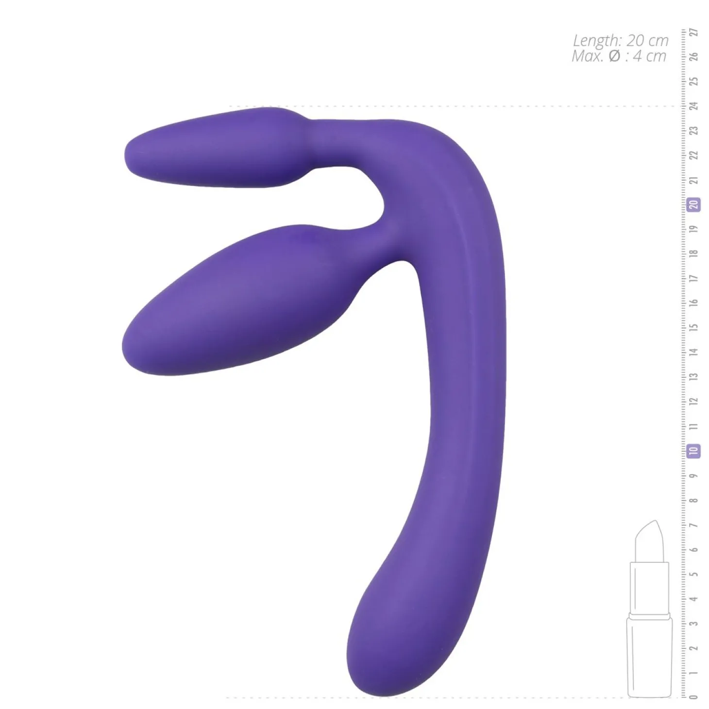 Paarse driedubbele voorbind dildo