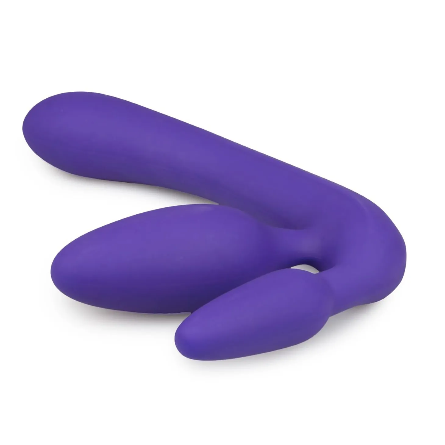 Paarse driedubbele voorbind dildo