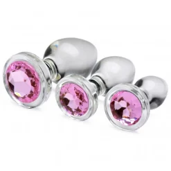 Pink Gem Anaalplug Set Van Glas