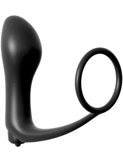 PIPEDREAM – Ass-Gasm Cockring met Vibrerende Butt Plug – Black