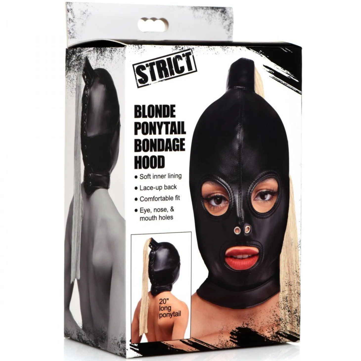 Ponytail Bondage Hood - Zwart