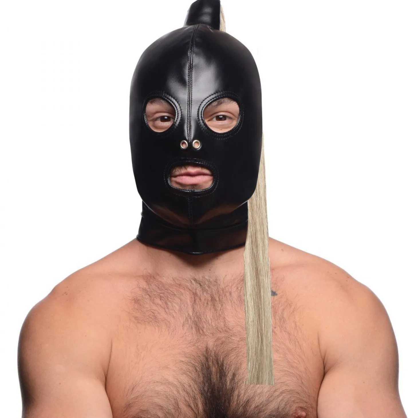 Ponytail Bondage Hood - Zwart