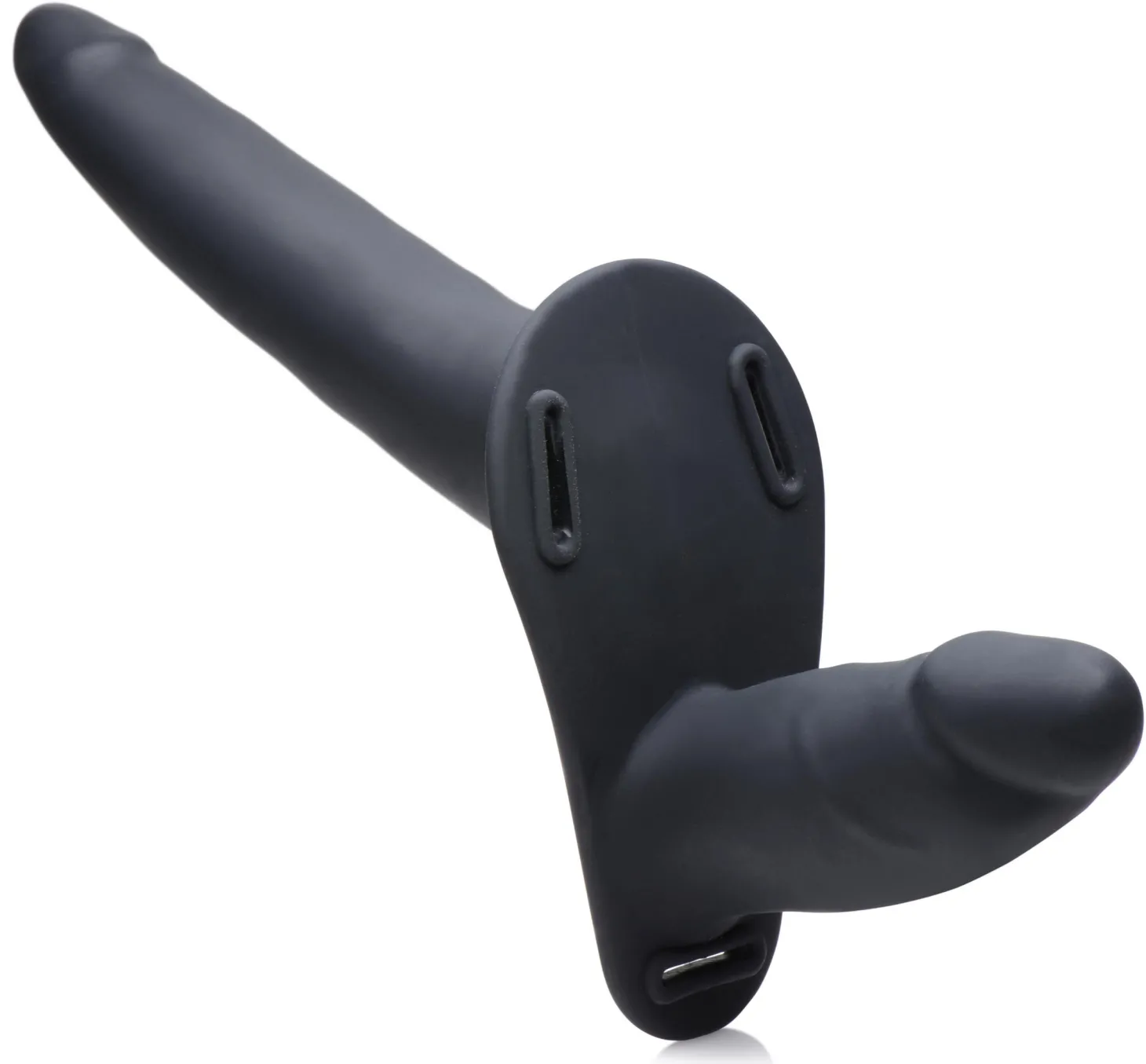 Power Pegger Dubbele Strap-On Vibrator - Zwart