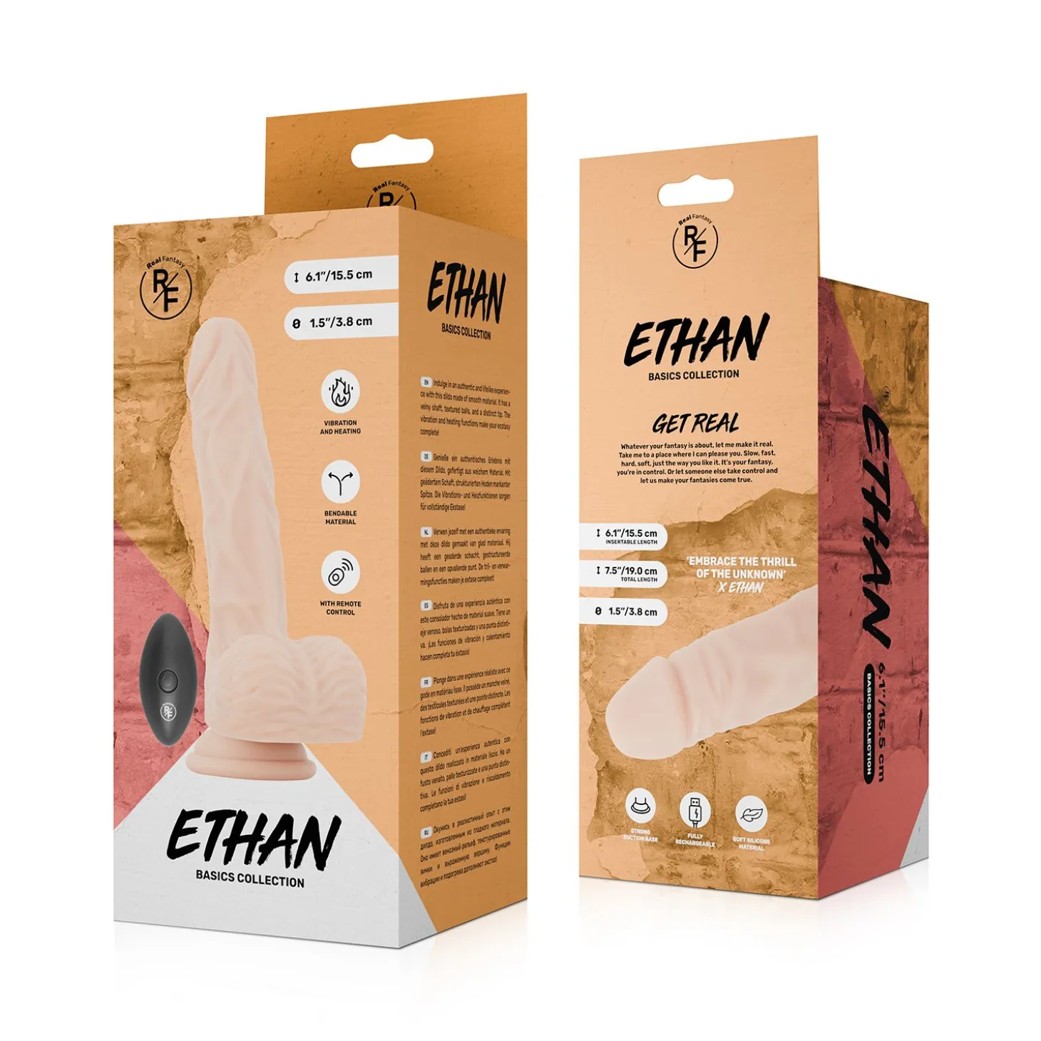 Real Fantasy - Ethan Verwarmbare Vibrerende Dildo - 19 cm