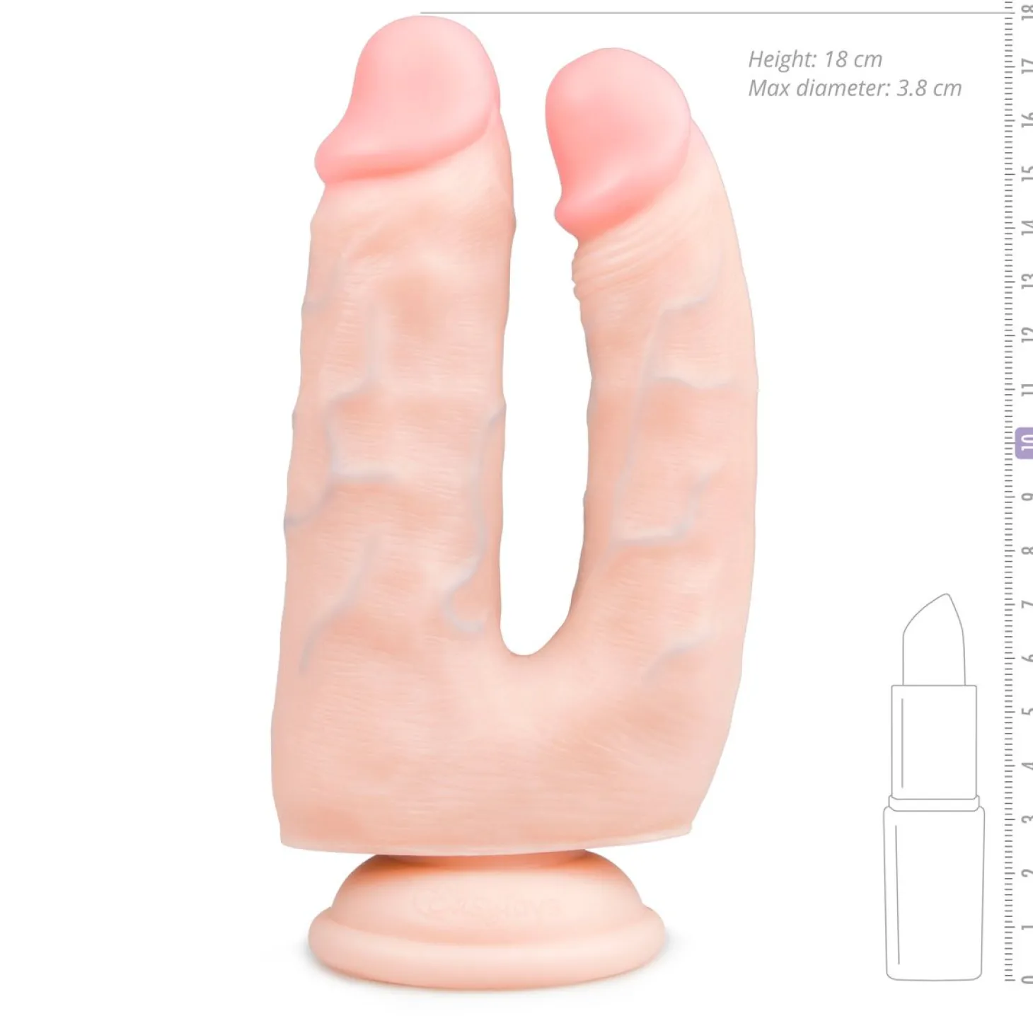 Realistische Dubbele Dildo Met Zuignap - 18 cm