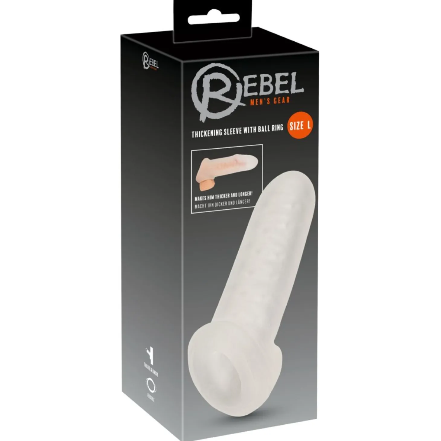Rebel - Thickening Sleeve with Ball Ring - 18 cm