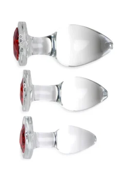 Red Heart Gem Anaalplug Set Van Glas
