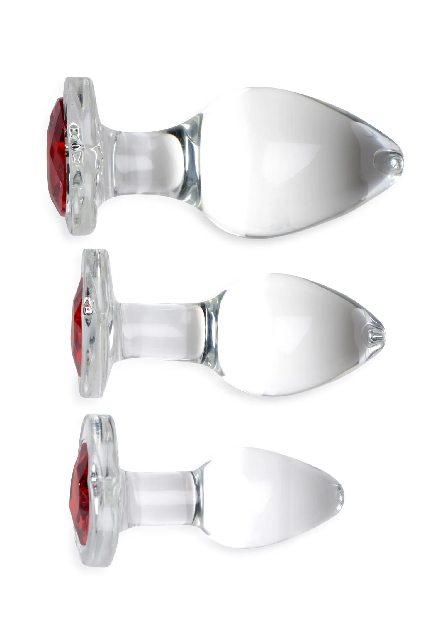 Red Heart Gem Anaalplug Set Van Glas
