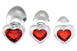 Red Heart Gem Anaalplug Set Van Glas