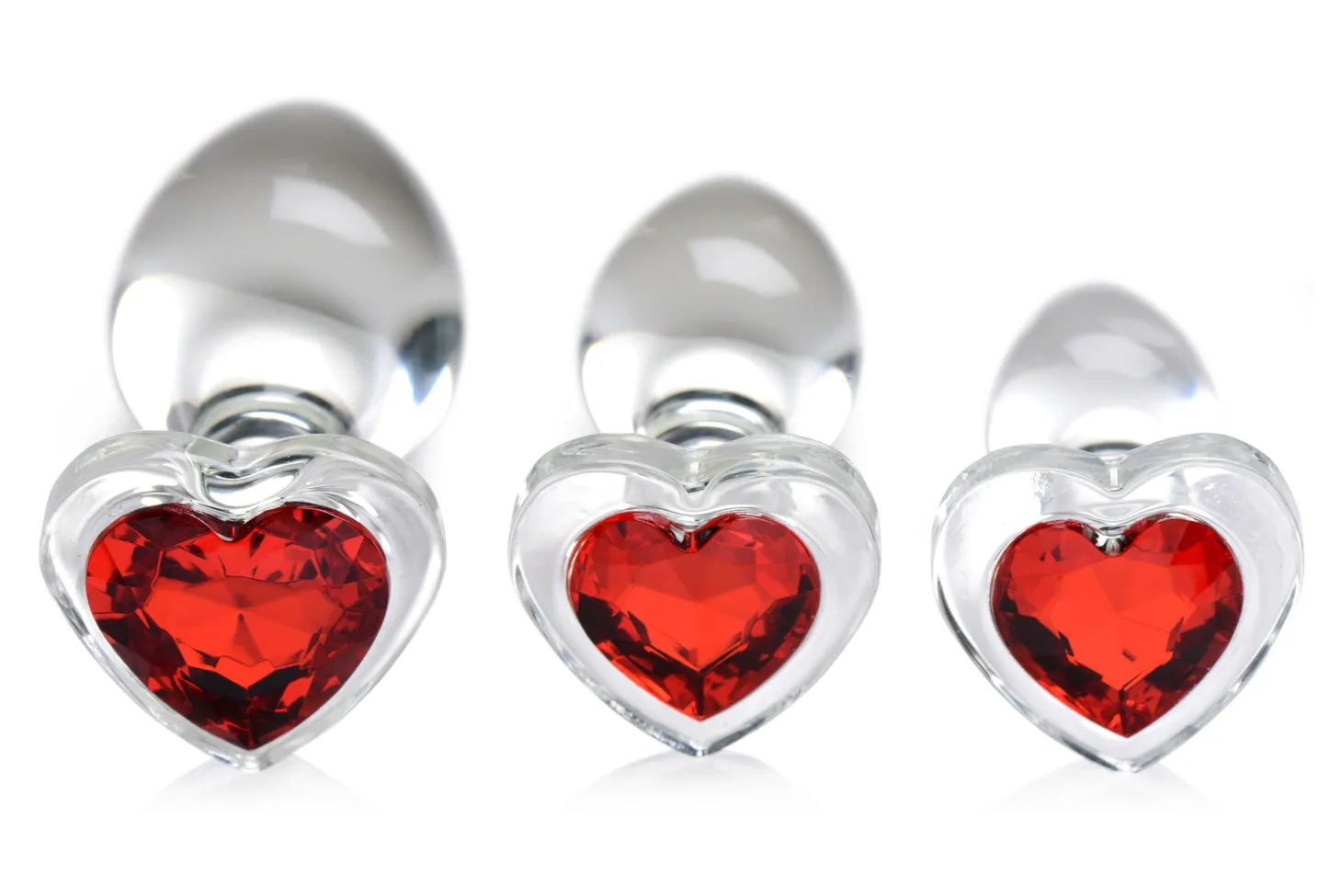 Red Heart Gem Anaalplug Set Van Glas