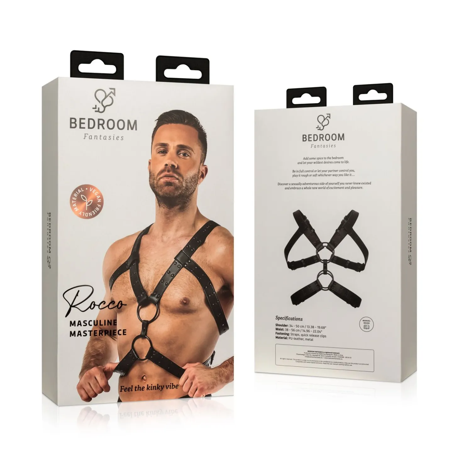 Rocco Bondage Harnas - Zwart