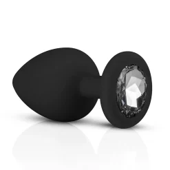 Siliconen Buttplug Set Met Diamantjes - Zwart