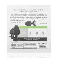 Siliconen Buttplug Set Met Diamantjes - Zwart