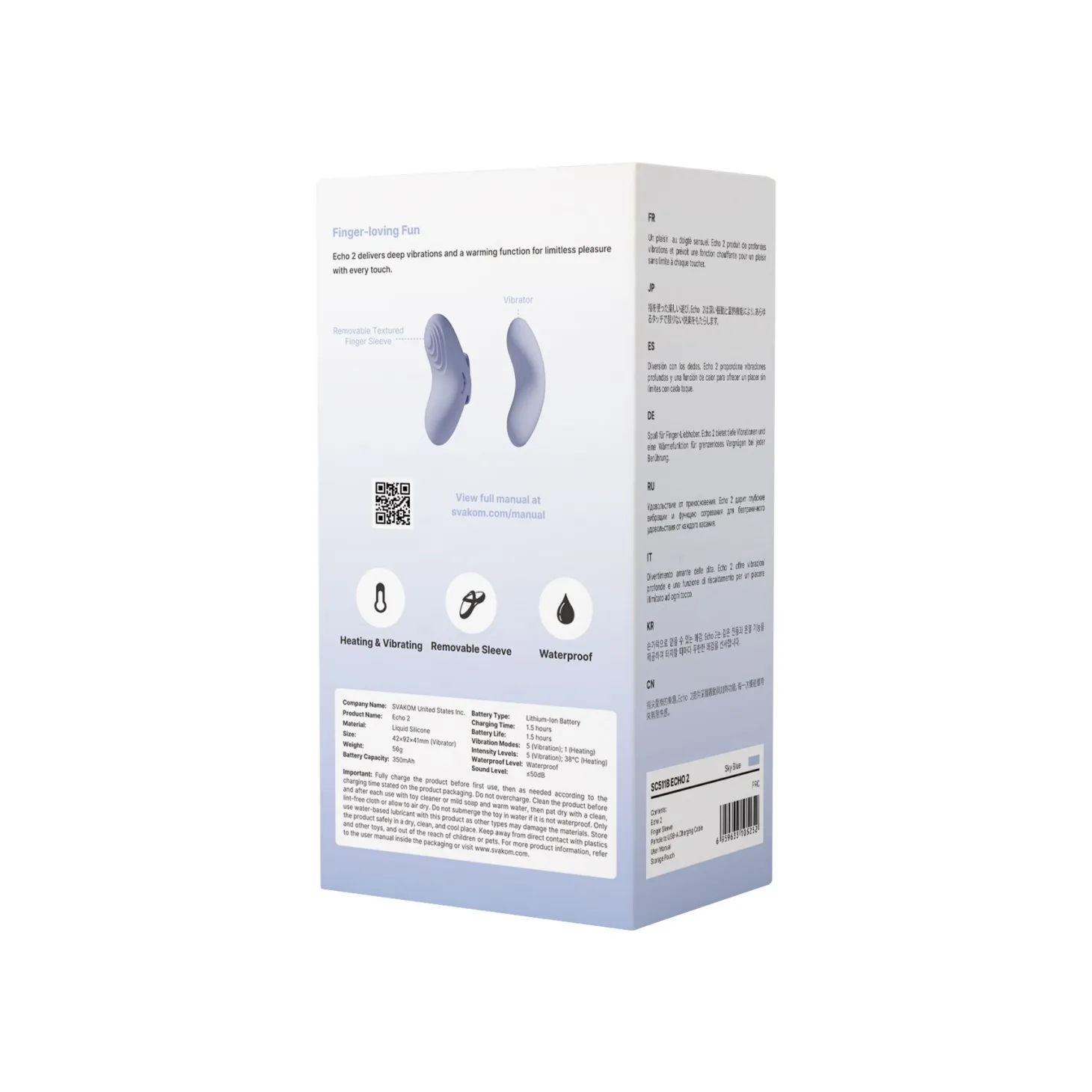 SVAKOM - Echo 2 Vingervibrator - Sky Blue