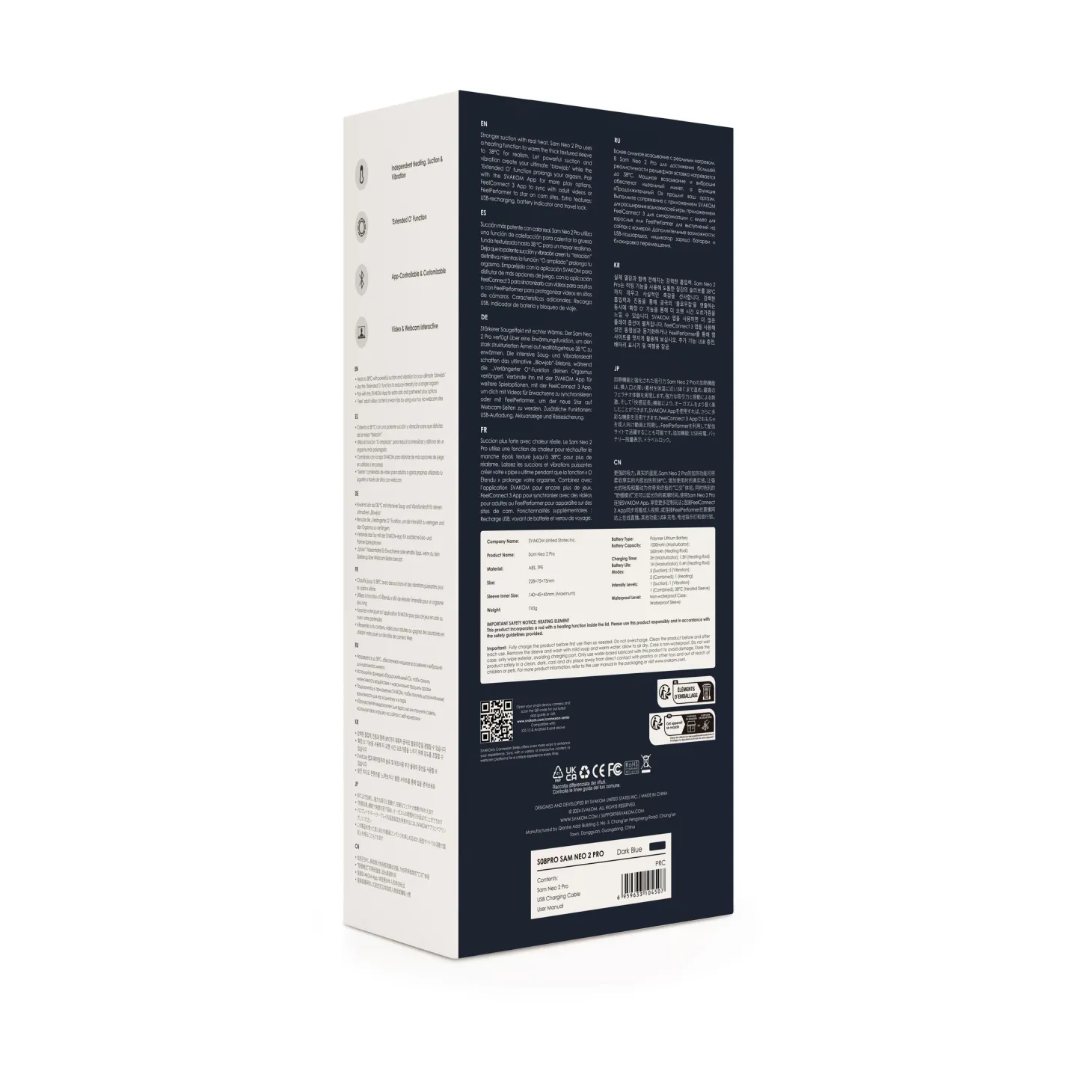 SVAKOM - Sam Neo 2 PRO Interactieve Masturbator - Blauw