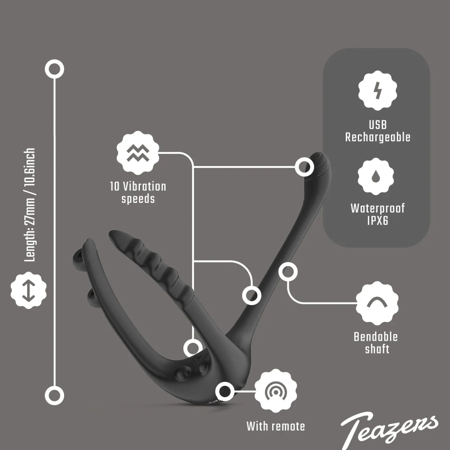 Teazers Driedubbele Prostaat Vibrator met Afstandsbediening