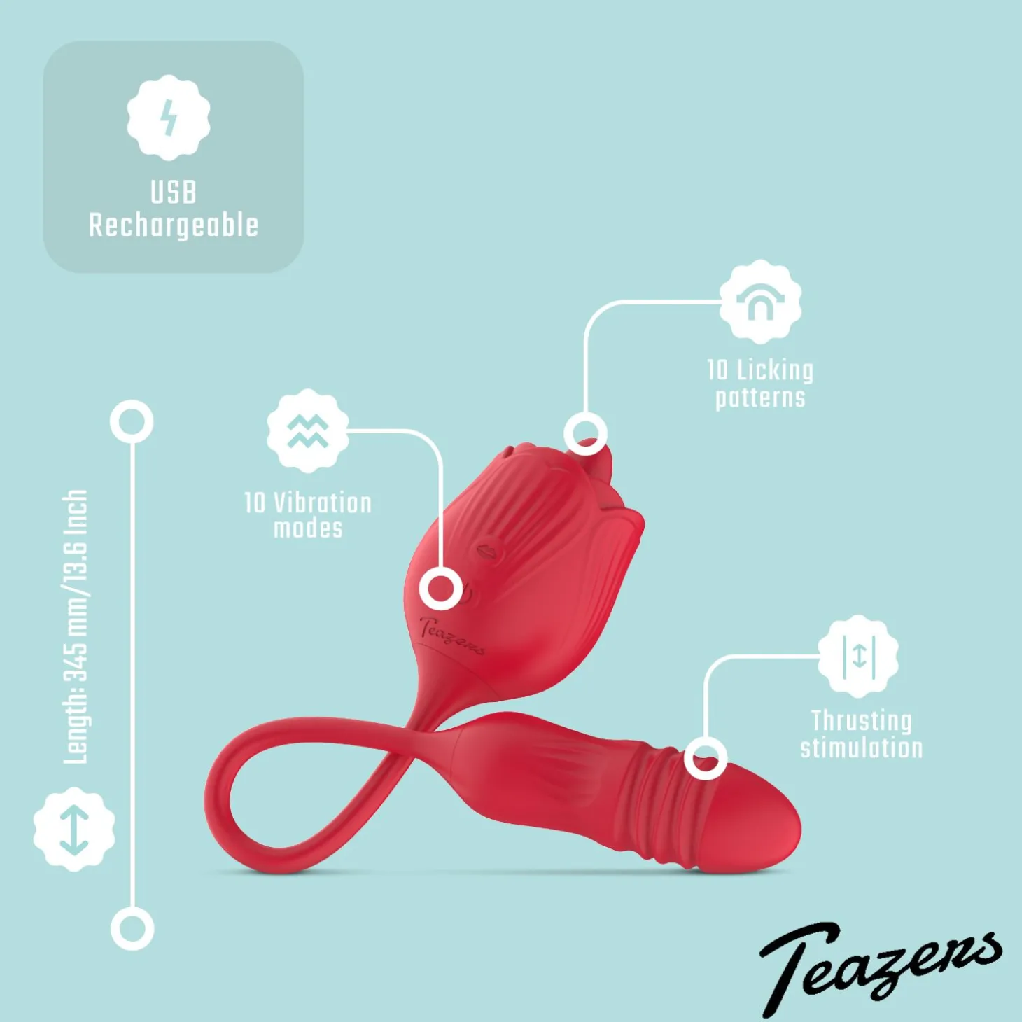 Teazers – Roos Stotende Dildo Vibrator – Rood