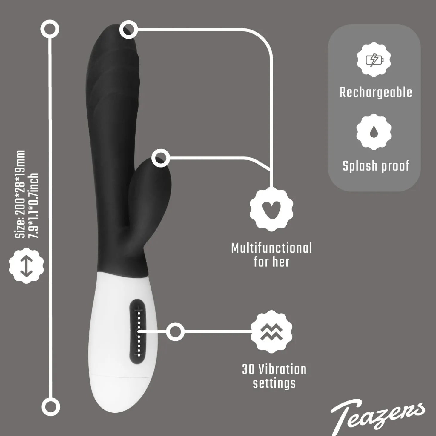 Teazers Tarzan Vibrator - Zwart