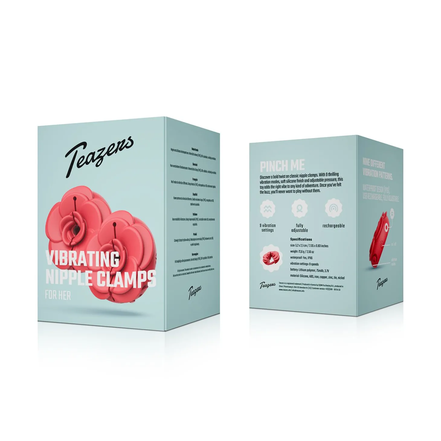 Teazers - Vibrating Nipple Clamps - Rood