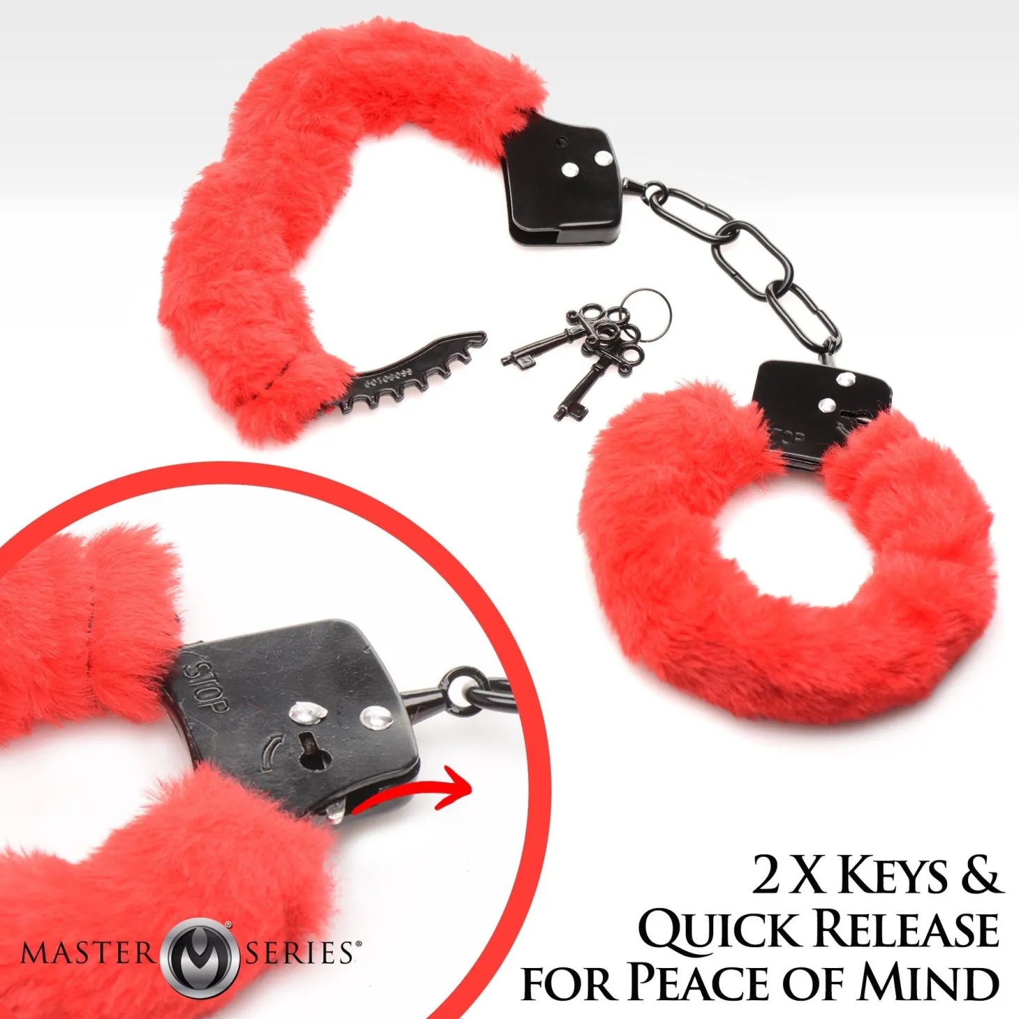 XR Brands - Cuffed In Fur Handboeien - Rood